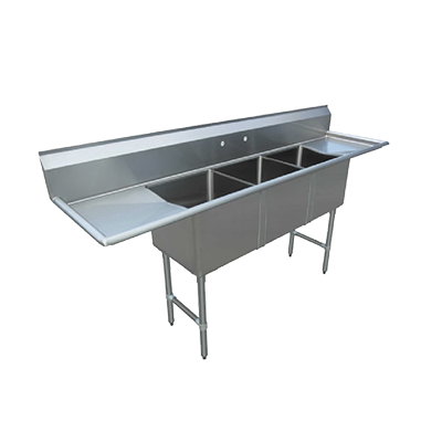 All Stainless 3 compartment 15x15 Small Sink w (2) 15" DB