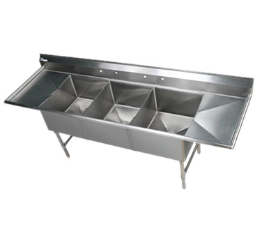 Elite All Stainless 3 Bowl 22x26 Sink With (2) 24" Drain Boards