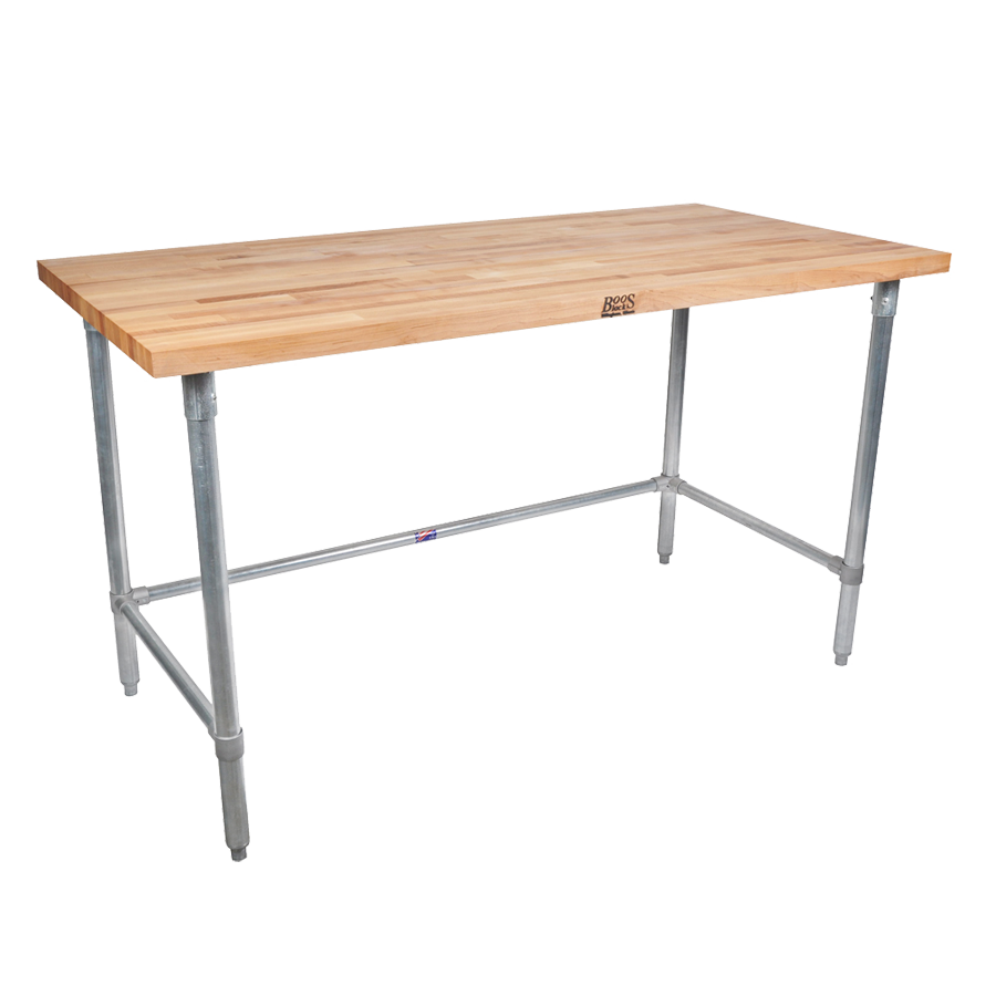 Flat Maple Top Open Base Work Table 30x72