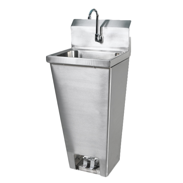 All Stainless Foot Pedestal Hand Sink w Soap Dispenser