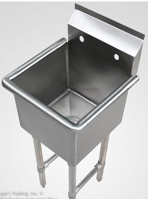 All Stainless 1 Well 15 x 15 Prep or Mop Sink