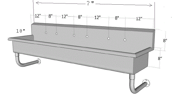 Multi Station Hand Wash Sink 18x60, MWS1860