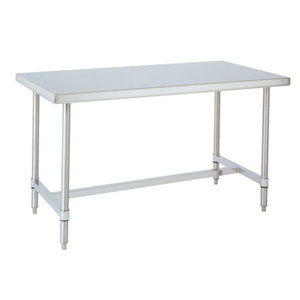 All Stainless Flat Top Open Base H Frame Work Table 24x24