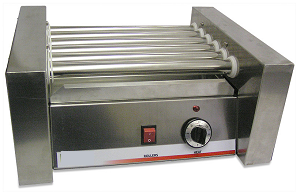 Winco 62010 Benchmark Hot Dog Roller Grill 10 Capacity Removable Drip Tray Non Stick Steel Rollers