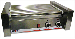 Winco 62020 Benchmark Hot Dog Roller Grill 20 Capacity Removable Drip Tray Non Stick Steel Rollers