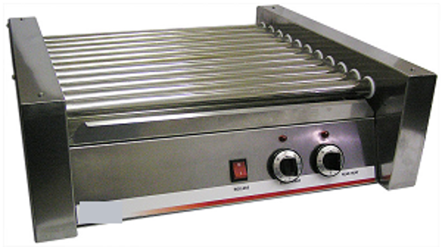 Winco 62030 Benchmark Hot Dog Roller Grill 30 Capacity Removable Drip Tray Non-Stick Rollers Stainless Steel