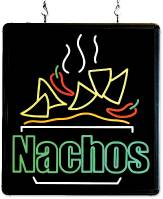 Winco 92004 Benchmark Ultra-Bright Nachos Sign LED Backlit Aluminum Frame with Hanger Chains and Converter