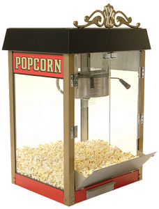 Winco 11080 Benchmark Street Vendor Popcorn Machine Electric Countertop 8oz Kettle 170qt Hour Heated Deck