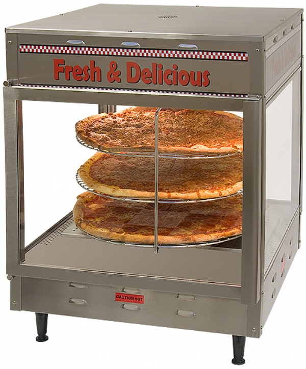 Winco 51018 Benchmark Hot Food Display Case Countertop Pass-Thru 24W x 28D x 33H Stainless Steel 1480 Watts