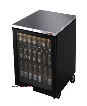 24" Fagor Black w/glass door Back Bar Cooler- 415 Cans, FBB-24G
