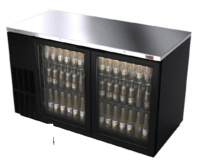 59" Fagor Black w/glass door Back Bar Cooler- 852 Cans, FBB-59G