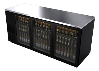 79" Fagor Black w/glass door Back Bar Cooler- 1092 Cans, FBB-79G