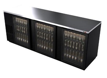 95" Fagor Black w/glass door Back Bar Cooler- 1302 Cans, FBB-95G