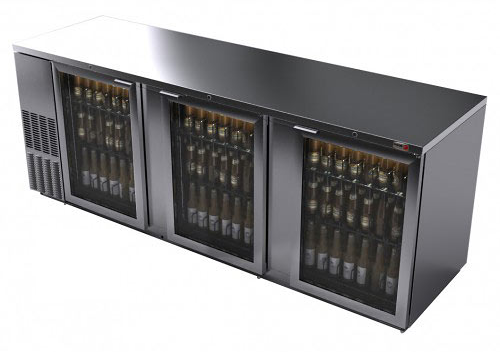 95" Fagor SS w/glass door Back Bar Cooler- 1302 Cans, FBB-95GS