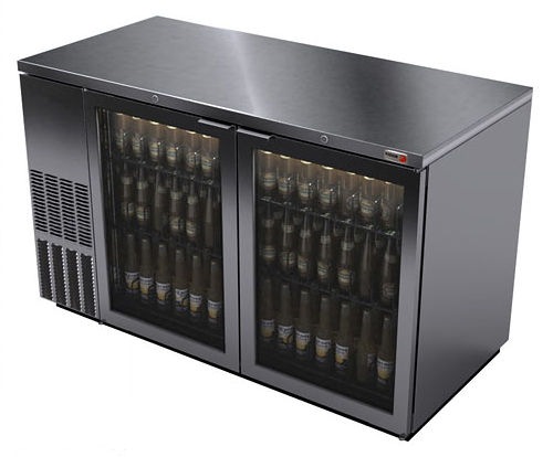 59"Fagor SS w/glass door Back Bar Cooler- 852 Cans, FBB-59GS