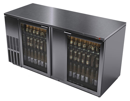 69" Fagor SS w/glass door Back Bar Cooler- 1014 Cans, FBB-69GS