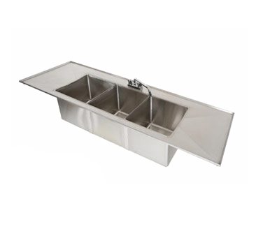 Complete Drop-In Sink-75"x 22" 3 Well w 2-15" DB'S & Faucet