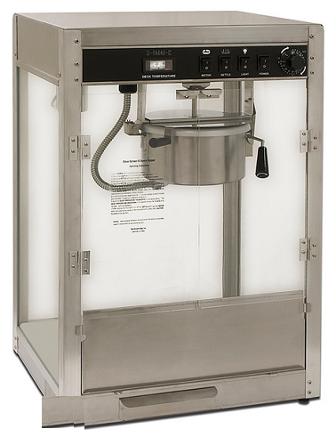 Winco 11087 Benchmark Silver Screen Popcorn Machine Electric Countertop 8oz Kettle 170qt Hour Thermostat Control