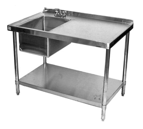 All Stainless Table with Bowl on Left 24x60 w Free Faucet