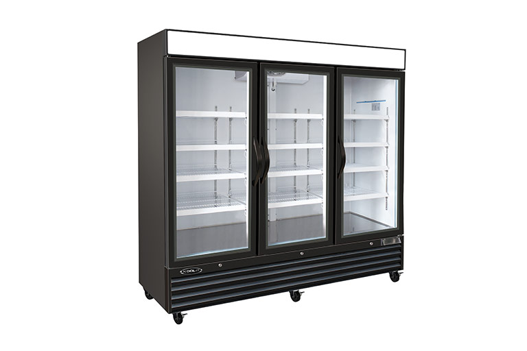 3 Glass Door Freezer Merchandiser 72 Cu Ft Kool-It KGF-72 DV