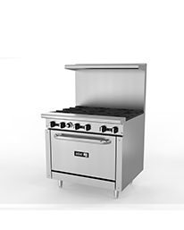 Commercial 6-Burner 36" Gas Range with Oven Asber USA AER-6-36
