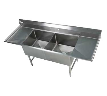 Elite All Stainless 2 Bowl 24x24 Sink W (2) 24" Drain Boards