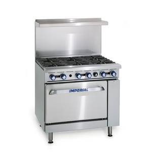 Commercial 6 burner 36"HD Gas Range w Convection Oven Imperial Range IR-6C