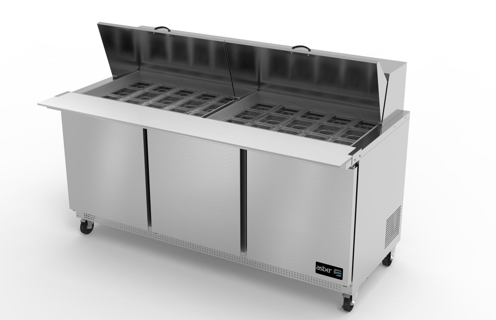 3 Door Mega Top Sandwich Salad Prep Table 72" Asber USA APTM-72-30