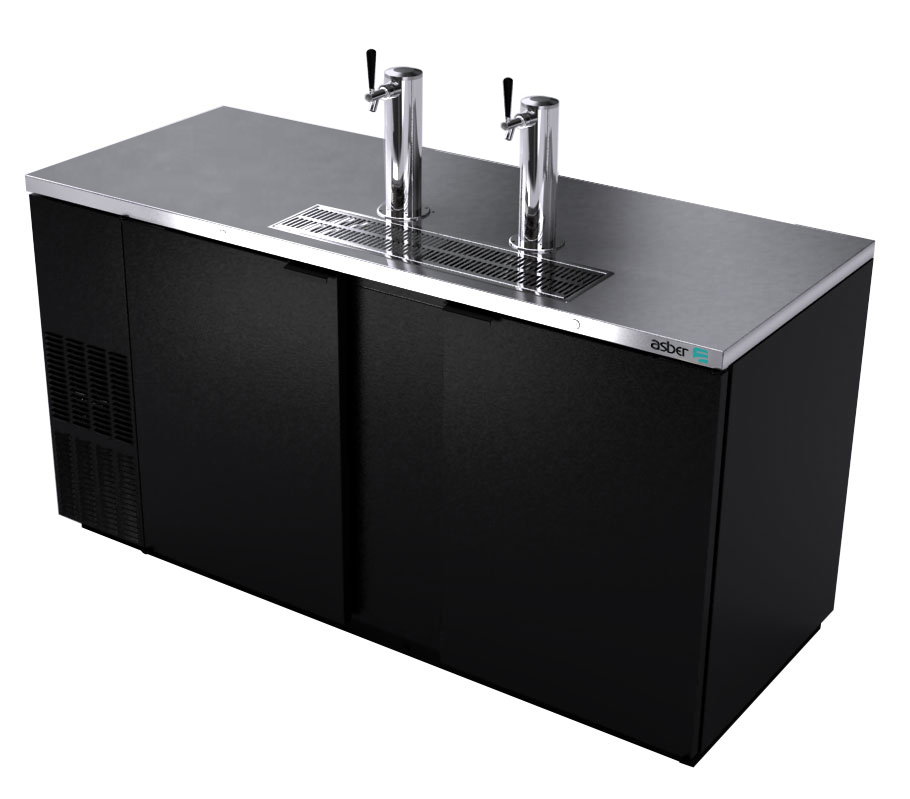 Asber USA 69" Black-Finish Direct Draw Beer Cooler "“ 3 Keg ADDC-68