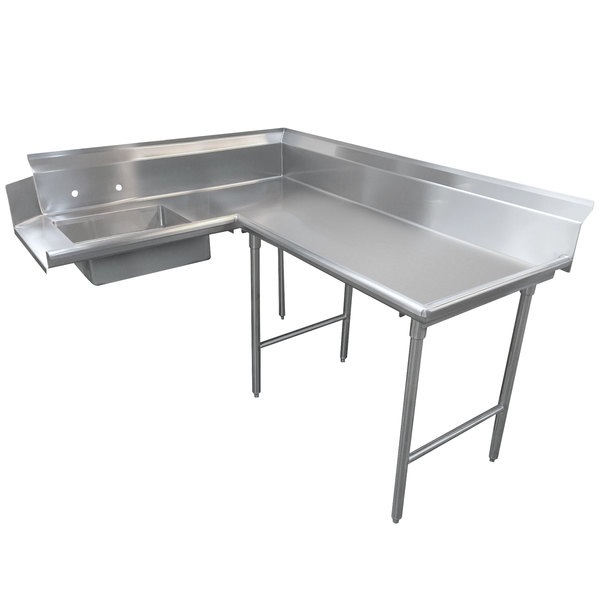 Heavy Duty All Stainless Steel Corner Design Soiled Dish Table 64" Left to Right