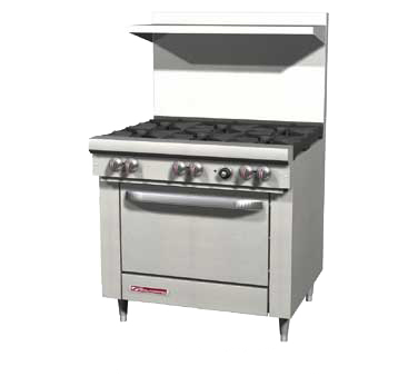 Southbend S36A S-Series Restaurant Range Gas 36 Inch 6 Burners Convection Oven Stainless Steel 203000 BTU