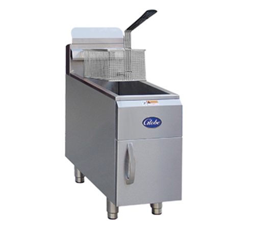Globe Food Equipment Co. GF15PG Gas Fryer Liquid Propane Countertop Single Pot 15lbs Capacity Stainless Steel Construction