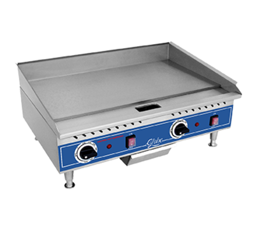 Globe Food Equipment Co. PG24E Electric Countertop Griddle 24 Inch Wide with 3/8 Inch Thick Surface and Thermostat Control