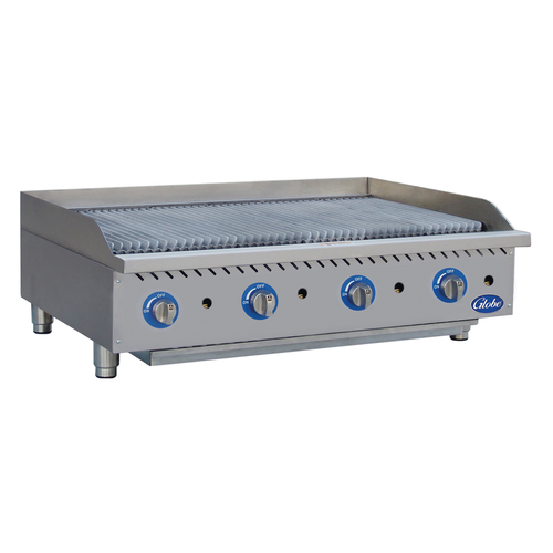Globe Food Equipment Co. GCB48G-RK Gas Charbroiler Countertop 48 Inch Heavy Duty Reversible Cast Iron Grates 160000 BTU