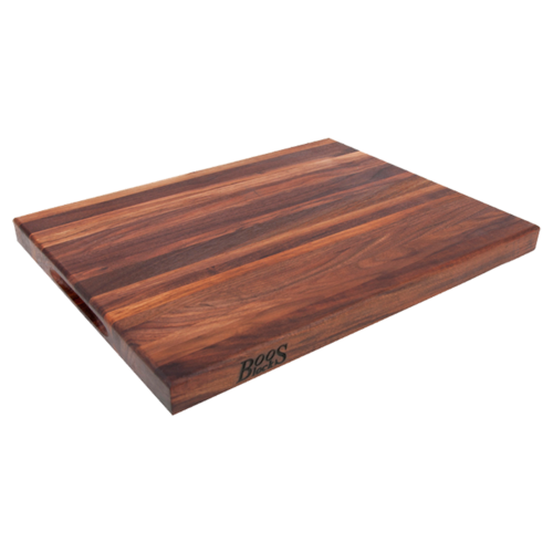 John Boos R-Board Series, Walnut Cutting Board, 1.5" Thick Butcher Block - Wooden Reversible Kitchen Prep Chopping Slab w/ Recessed Finger Grips & Edge Grain Construction, 18" x 12"
