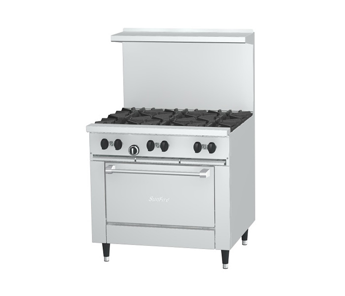 Commercial 6 Burner 36" Gas Range with Oven Garland X36-6R