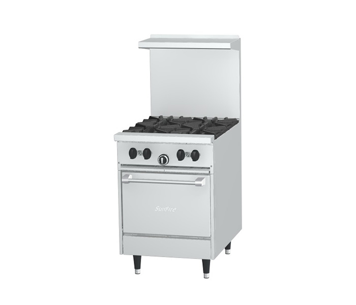 Commercial 4 Burner 24" Gas Range with Oven Garland X24-4L