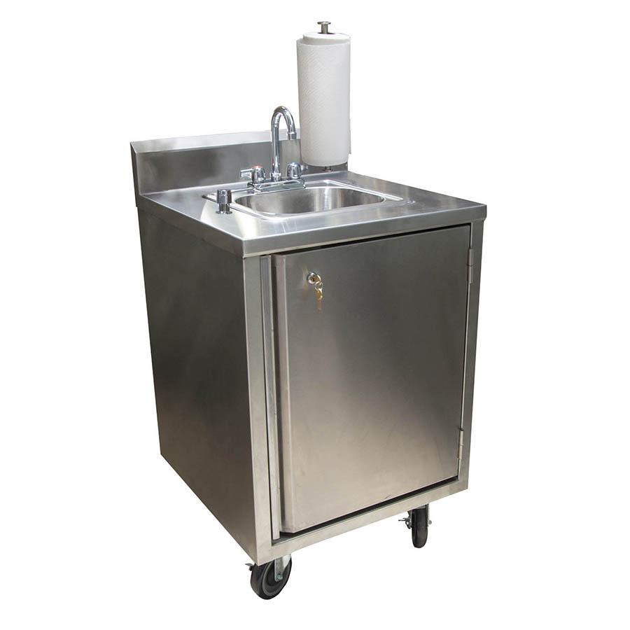 BK Resources 24"W  Cold Only - Mobile Hand Sink - Standard 4" O.C. Faucet -  MHS-2424-C-BKD