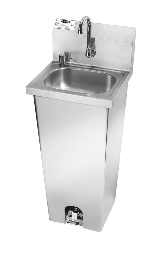 All Stainless Steel Krowne Metal HS-14 Pedestal Sink With Soap Dispenser