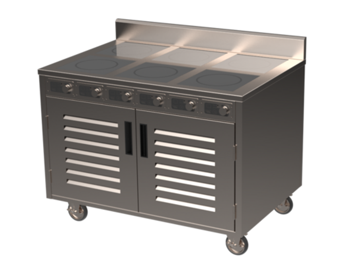 Spring USA BOH-2600DC-6 Induction Cooking Cart Electric 48 Inch 600 Watt Burners