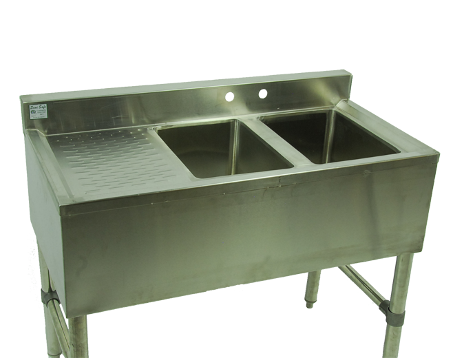 2 Compartment All Stainless 37" Small Bar Sink DB R & FREE Fauce