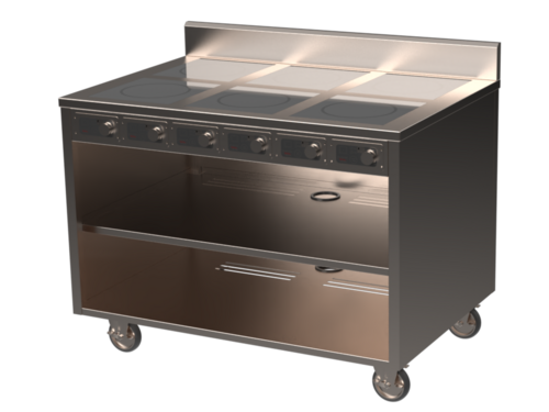 Spring USA BOH-1800C-6 Induction Cooking Cart Electric 48 Inch 6 Burners
