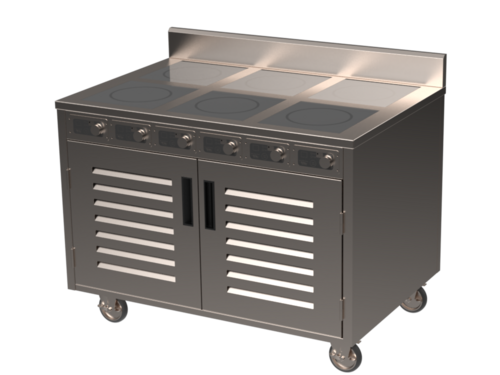 Spring USA BOH-3500DC-6 Induction Cooking Cart 48 Inch Electric 6 Burners