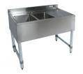 2 Compartment Slim-Line SS Bar Sink,Right Drain-Board UB4-18-236RS