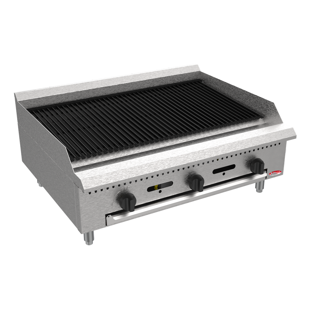 BakeMax BACGG36-6 Charbroiler Natural Gas Countertop 36 Inch 90000 BTU