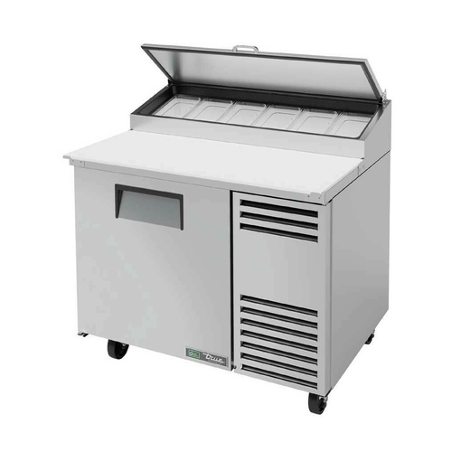 True TPP-AT-44-HC Pizza Prep Table with Stainless Steel Cover and Pan Rail
