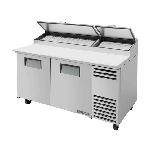 True TPP-AT-67-HC Pizza Prep Table with Stainless Steel Cover and Shelves