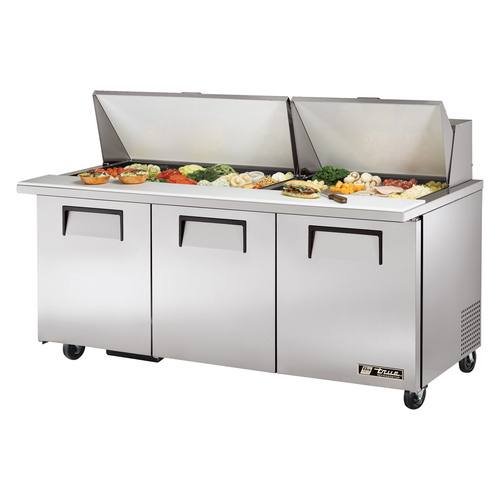True TSSU-72-30M-B-ST-HC Mega Top Sandwich Salad Unit with 30 Pans