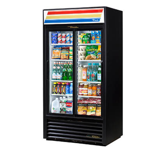 True GDM-33-HC-LD Refrigerated Merchandiser Two Section with Glass Doors