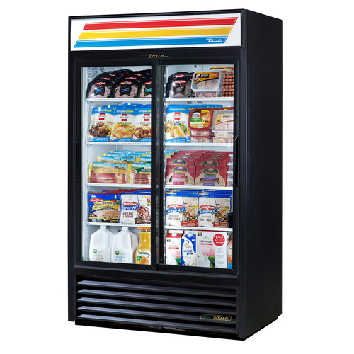 True GDM-41-HC-LD Refrigerated Merchandiser Two Section with Glass Doors